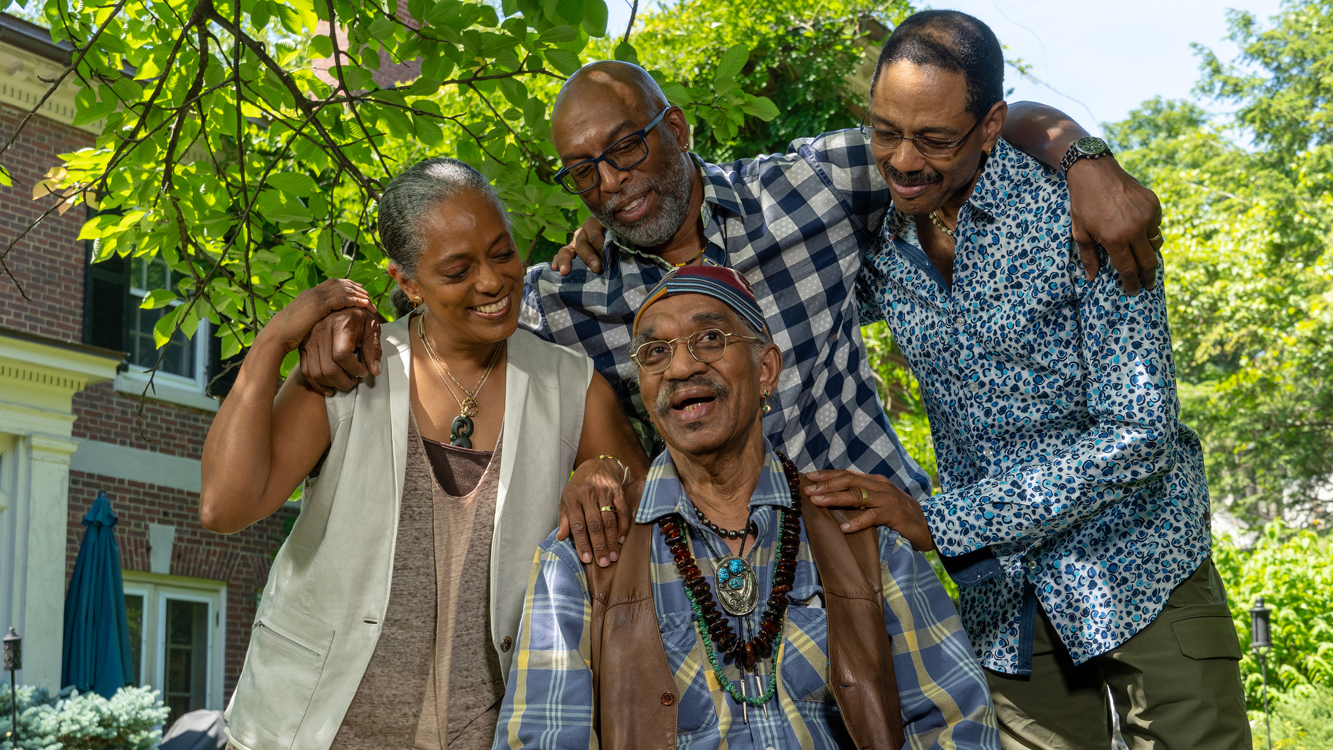 Pictured: (L-R) Natalie Rogers-Cropper, William J. Ferguson II, Norwood Pennewell with Garth Fagan (center, seated) Credit: Jason Milton